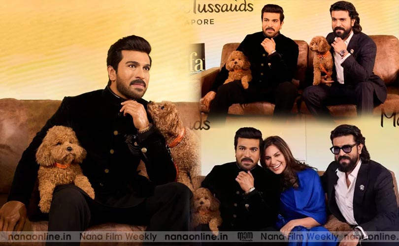 വളർത്തുനായ റൈമിനൊപ്പം രാം ചരണിന്റെ മെഴുക് പ്രതിമ ലണ്ടനിൽ അനാച്ഛാദനം ചെയ്തു